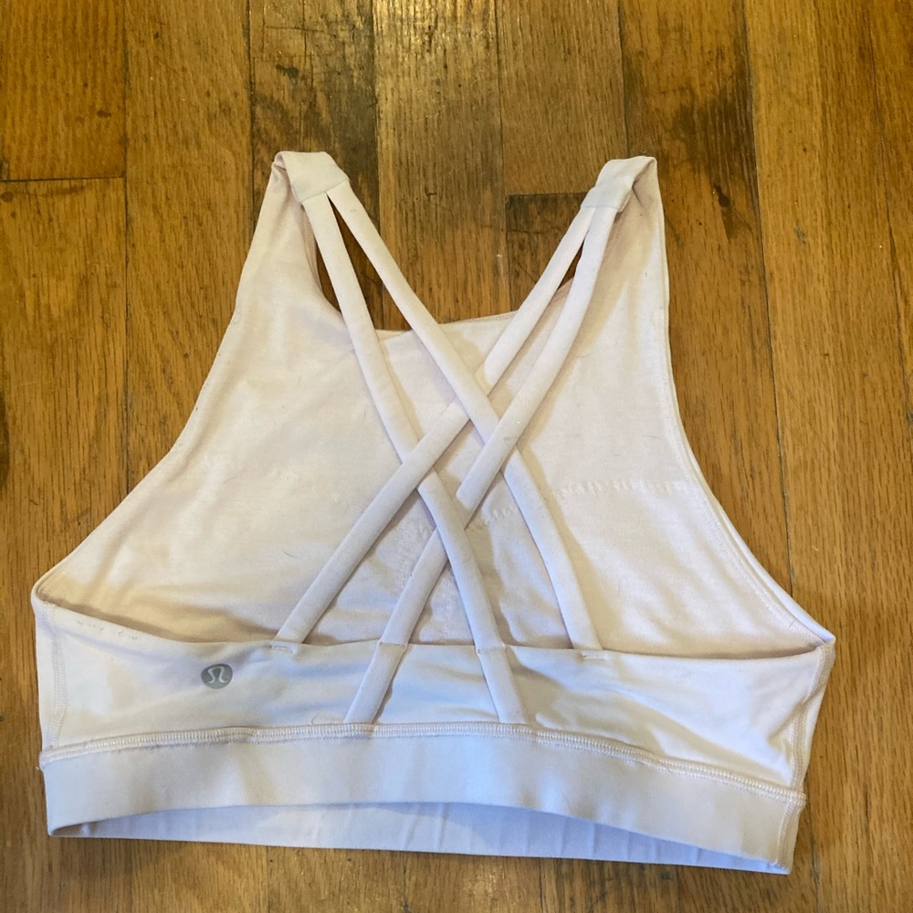 Pale pink lululemon hi neck sports bra